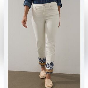 Chico’s Girlfriend Embellished Floral Ankle Jeans